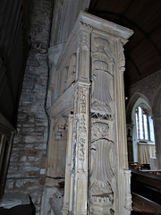 marldon church, devon , detail of late c15 screen with minature tombs to otho gilbert +1492 and wife (4)