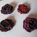 felted black and red brooches