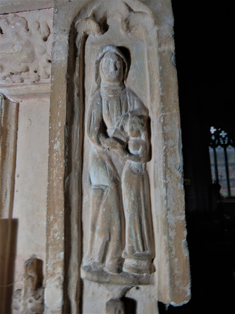 marldon church, devon , detail of late c15 screen with minature st anne teaching the virgin to read