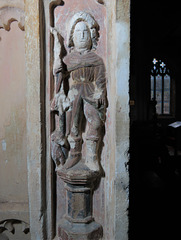 marldon church, devon , detail of late c15 screen with minature st roch