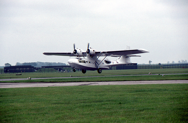 Consolidated PBY-5A Catalina landing at RAF Waddington July 1997