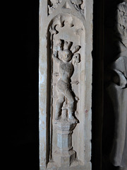marldon church, devon , detail of late c15 screen with minature st sebastian