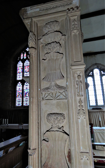 marldon church, devon , detail of late c15 screen with  gilbert  heraldry