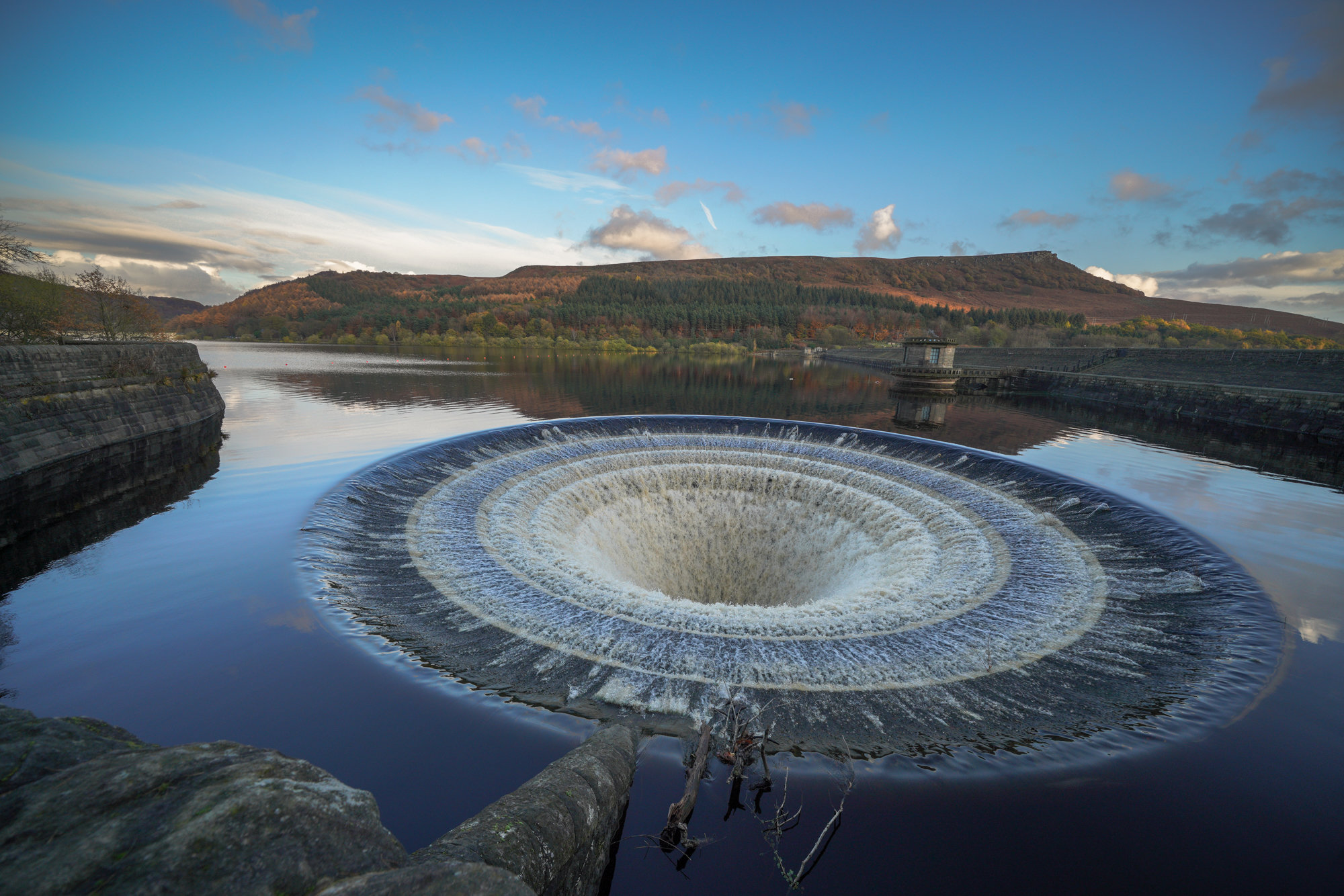 Ladybower dam.. the West overflow... 'Plughole'