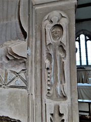 marldon church, devon , detail of late c15 screen with minature st lawrence