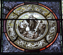 Grisaille Stained Glass Panel in Coe Hall at Planting Fields, May 2012