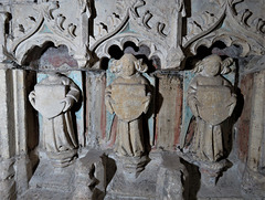 burford church, oxon (120) c15 tomb chest with angels holding shields