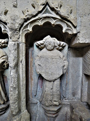 burford church, oxon (118) c15 tomb chest with angels holding shields