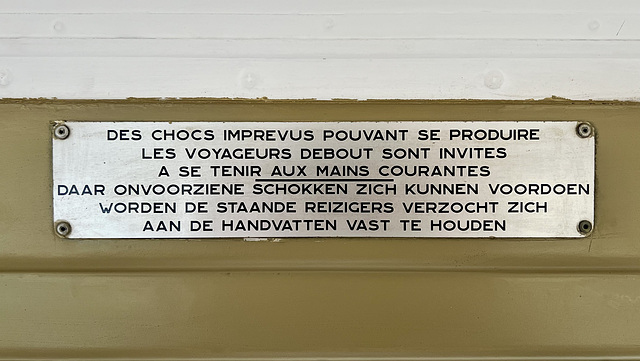 Haags Openbaar Vervoer Museum 2024 – Warning sign of the MIVB PCC 7065