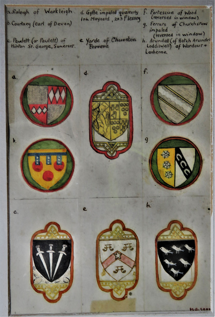 loddiswell church, devon , heraldry in c16 glass (2)