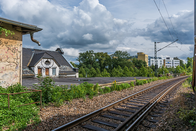 Richtungsgleis Dresden - Werdau am Bahnhof Chemnitz-Mitte, Blick Richtung Hauptbahnhof
