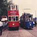 Former London tramcar 1858 and former Amsterdam tramcar 474 at the East Anglia Transport Museum, Carlton Colville – 6 July 1986 (38-17)