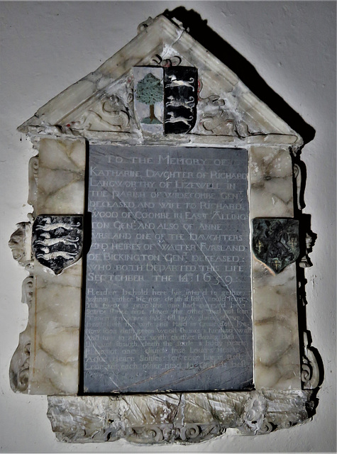loddiswell church, devon, c17 tomb of katherine langworthy wood +1659