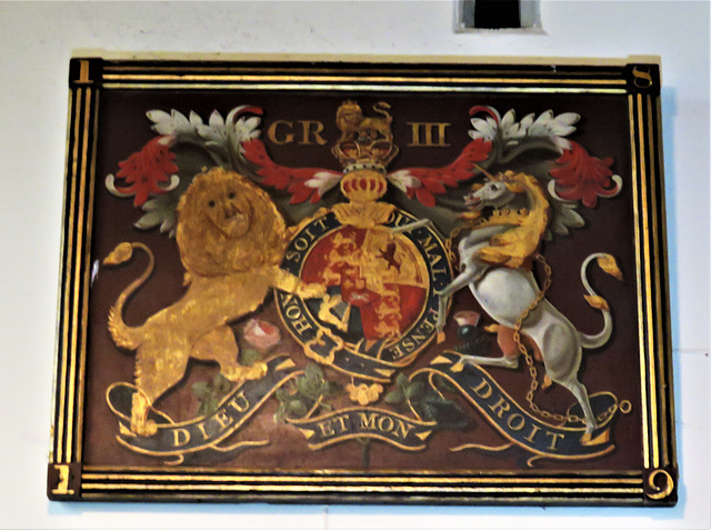 loddiswell church, devon, c19 royal arms 1819