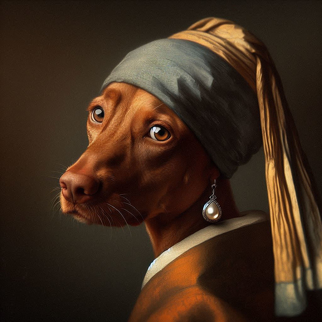 Dog with a pearl earring