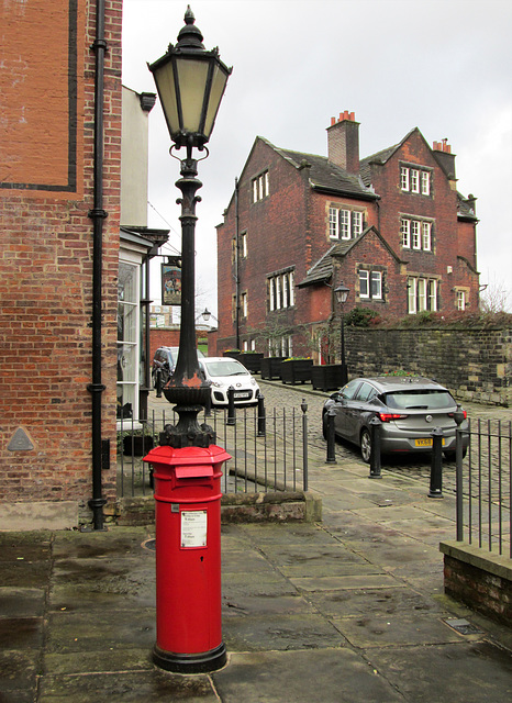 Rare gas lamp & post box combo, Toad Lane, Rochdale.