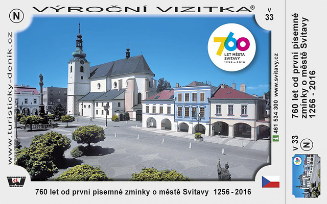 Jubilea vizitkarto de la urbo Svitavy (1256-2016)