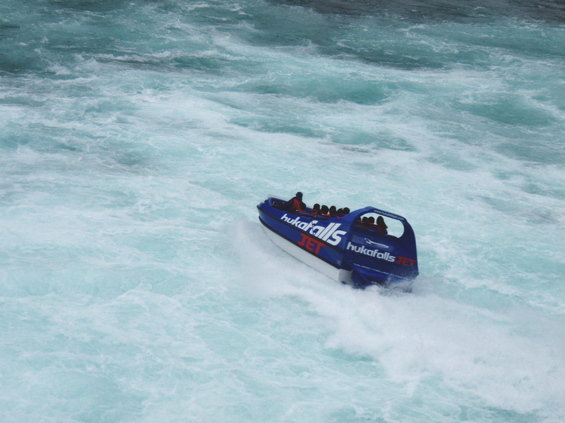 Jet boat at Huka Falls rapids