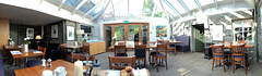 Breakfast room at the Port na Craig Inn, beside the Tummel at Pitlochry.