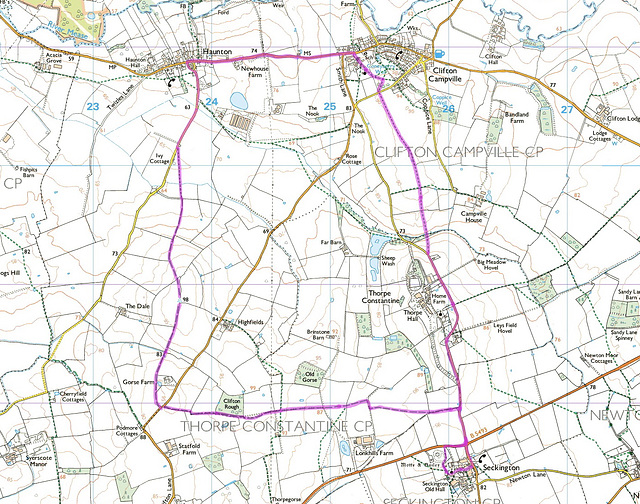 A 7.5m circular walk in February 2007 from Seckington