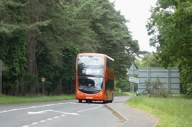 Mulleys Motorways YJ23 EKO at Fiveways, Barton Mills - 5 Jun 2024 (P1180370)