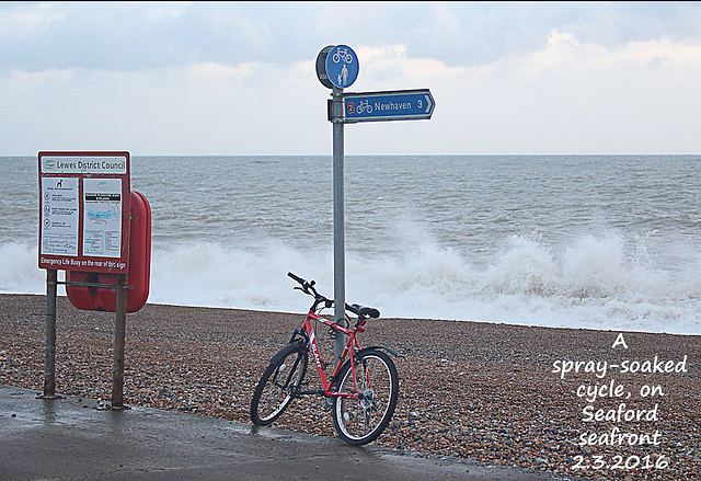 A spray-soaked cycle- Seaford - 2.3.2016