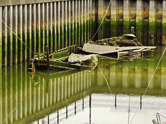 Sunken in St Peters Marina. Newcastle