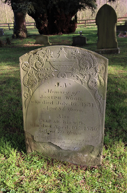 Memorial to Joseph and Sarah Wood, Putley Churchyard, Herefordshire