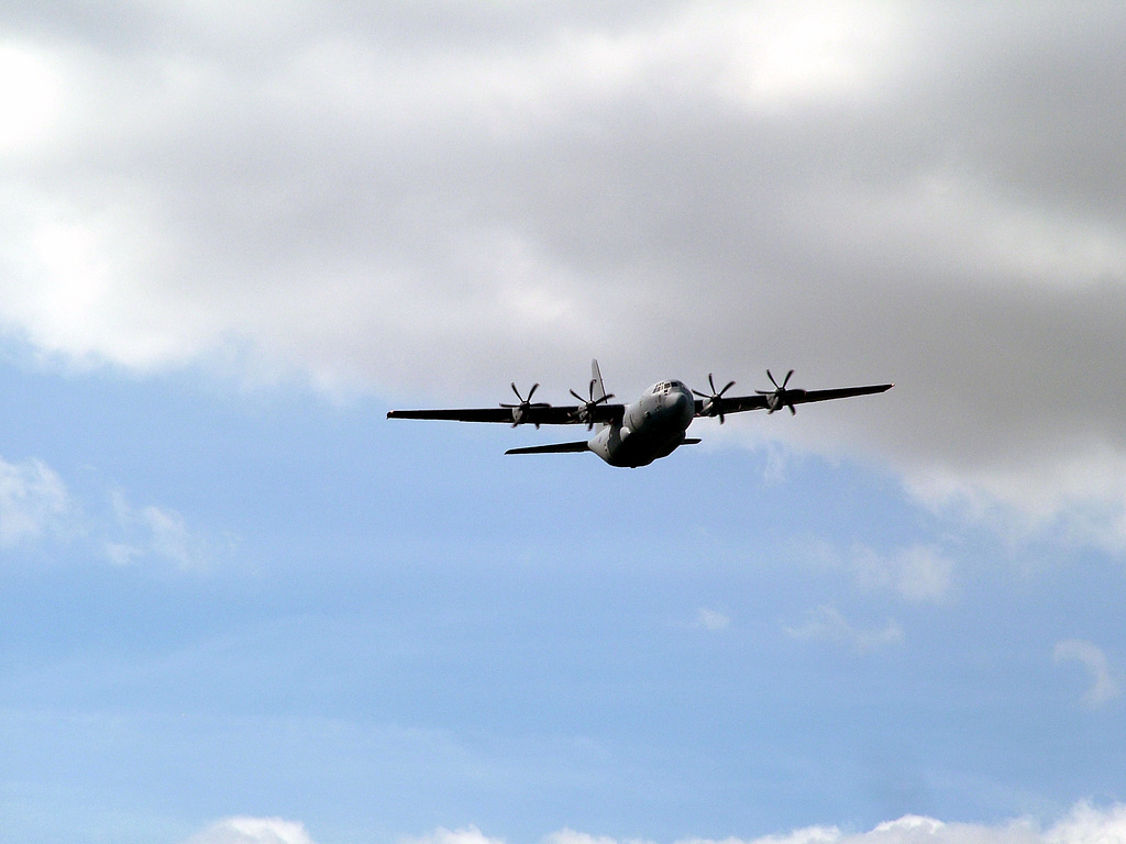 Lockheed C130 Hercules flying over Seamer Carr Farm 23rd August 2005