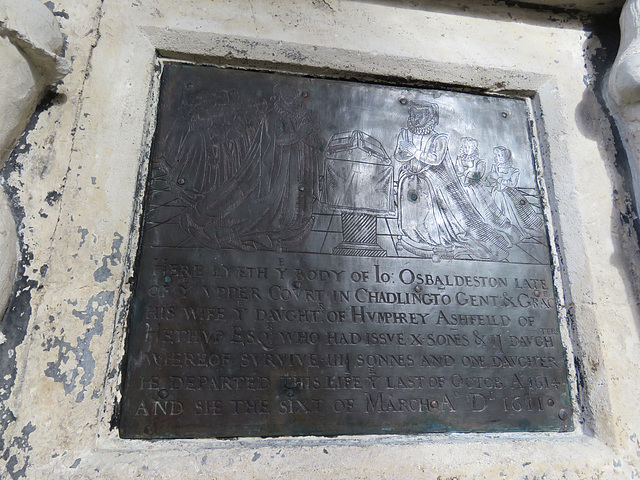 burford church, oxon (94) c17 brass on tomb of john osbaldeston +1614