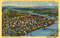 Willamette River/Mt. St. Helens Postcard, c1946