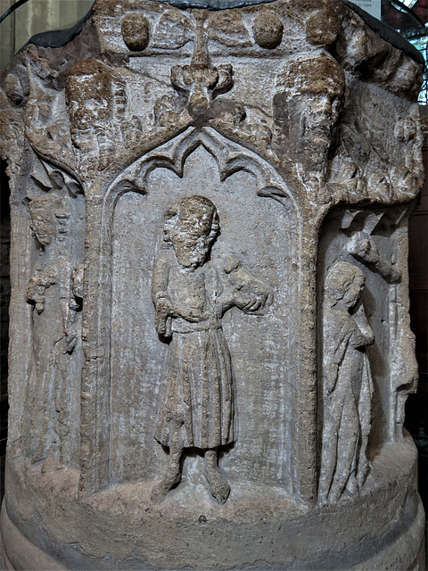 burford church, oxon (89) font recut in the c14