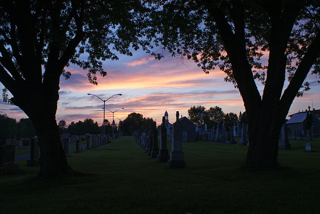 sunset in the cemetery