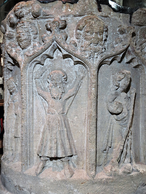 burford church, oxon (86) font recut in the c14