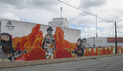 Mural of the fire brigade headquarters.