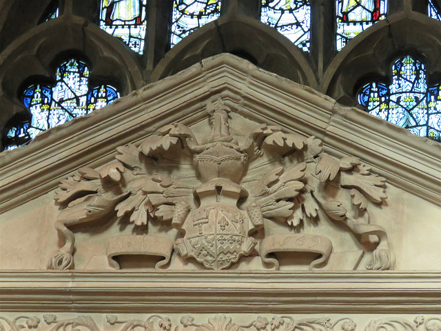 burford church, oxon (82) heraldry on c16 tomb of edmund harman +1569