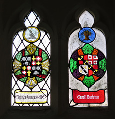east knoyle church, wilts , early c19 heraldry in glass