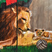 Lions painted on the fence!