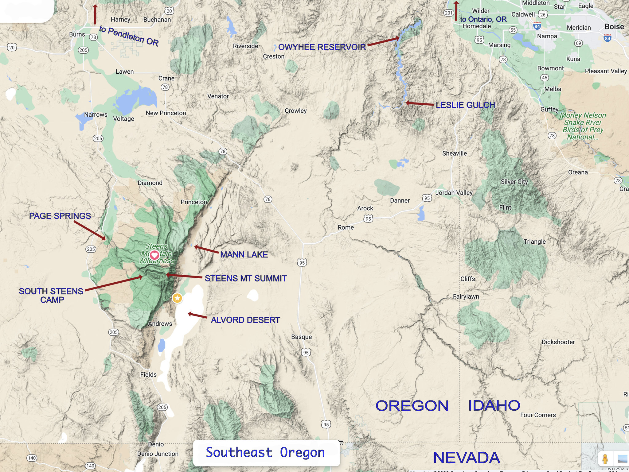 Southeast Oregon Map