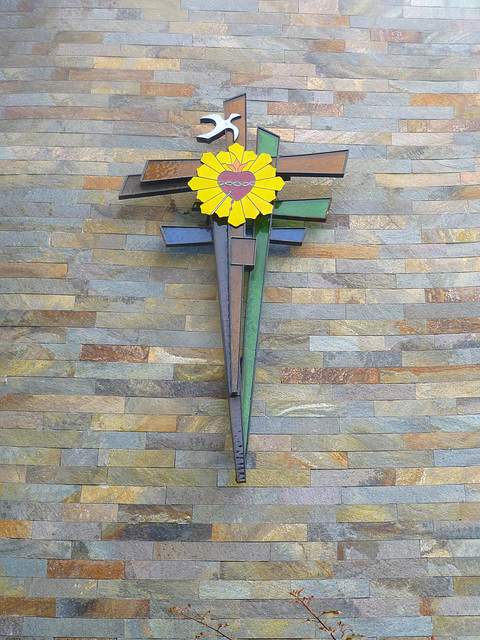 Cross outside on the wall  of the Church Santuario Nuestra Señora de Guadalupe