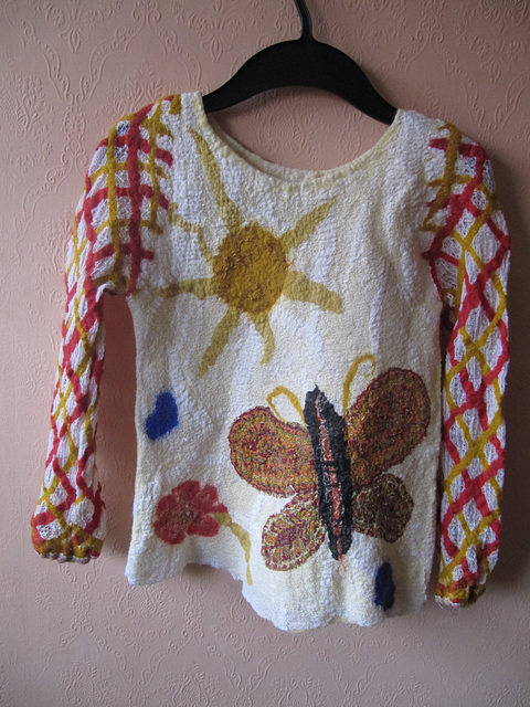 felted blouse (cotton gauze and merino wool)