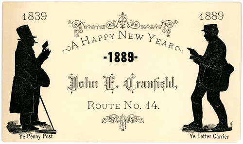 A Happy New Year from John E. Cranfield, Letter Carrier, 1889
