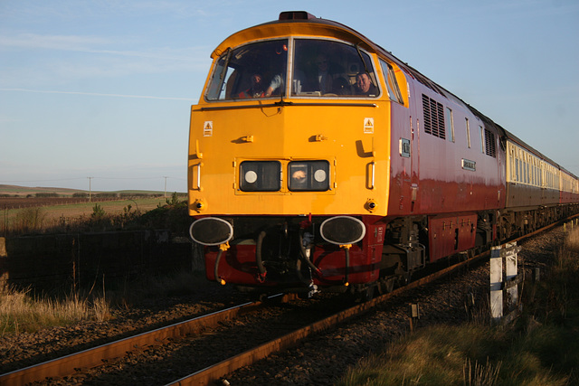 Western Diesel Hydraulic D1015 WESTERN CHAMPION at Speeton Crossing with 1Z17 Worcester - Scarborough 17th December 2016