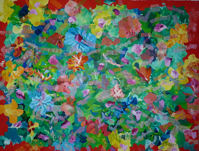 Moorea Flowers. Oil on Linen.220H x320cm