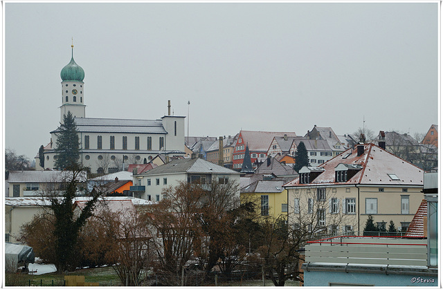 Stockach mit kath. Pfarrkirche St. Oswald und Narrenbaum