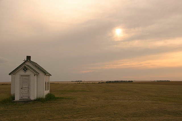 a chapel near sunset