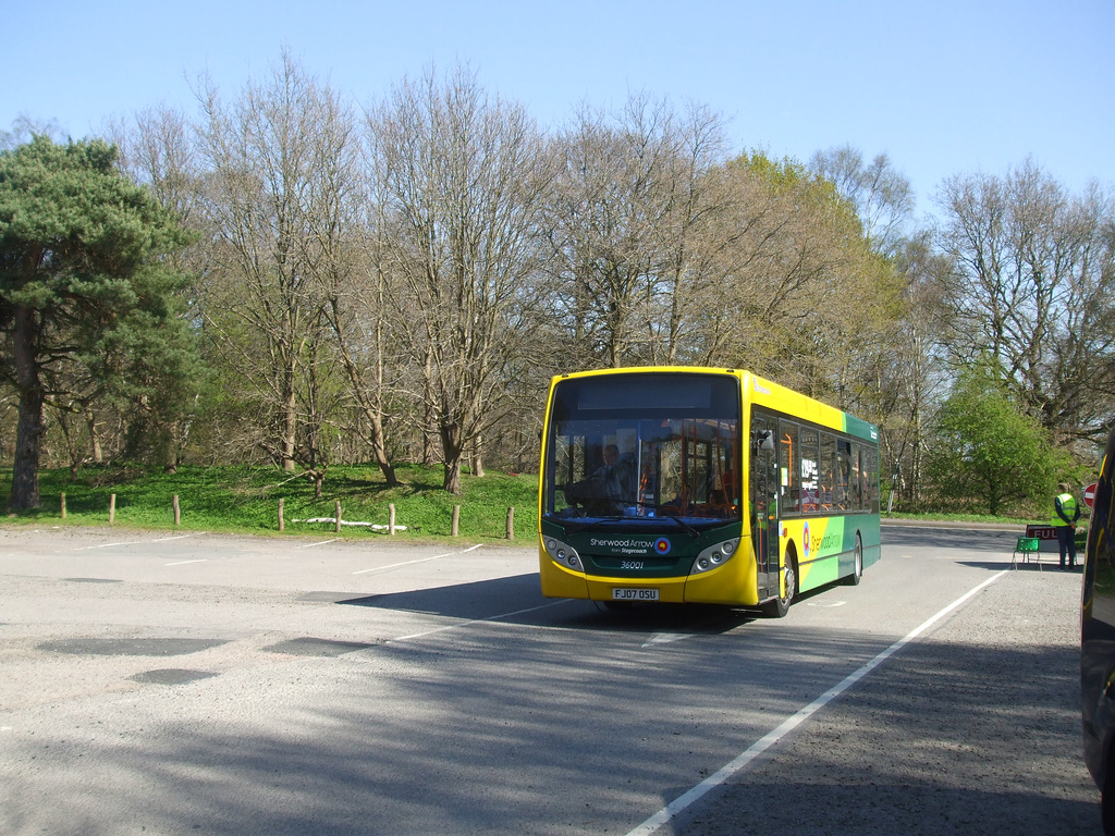 Stagecoach (East Midland) 36001 (FJ07 OSU) in Sherwood Forest - 18 Apr 2015 (DSCF8898)