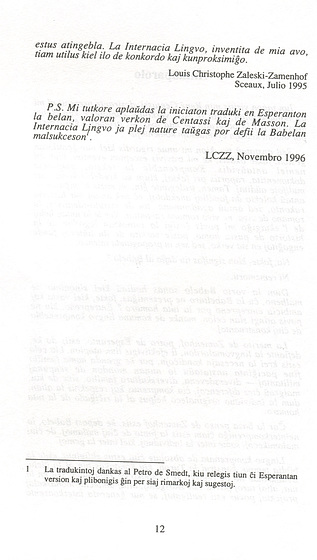 Dr Louis Christophe Zaleski-Zamenhof, antaŭparolo al la dua eldono de la biografio de D-ro L. L. Zamenhof "La homo kiu defiis Babelon" (fino)