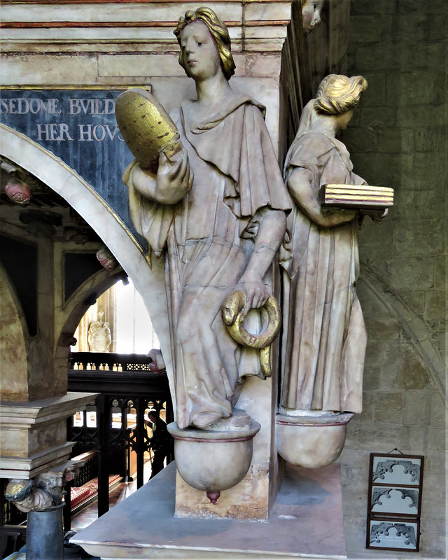 burford church, oxon (41) virtues on c17 tomb of lord justice tanfield +1625, attrib. to gerard christmas 1628