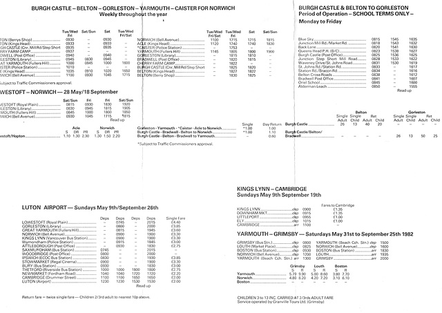 Norfolk Motor Services Summer 1982 timetable - Page 2 of 4